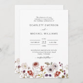 Boho Waterverf Wildflower Wedding Kaart (Voorkant / Achterkant)