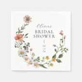 Boho Waterverf Wildflower Wreate Vrijgezellenfeest Servet (Voorkant)