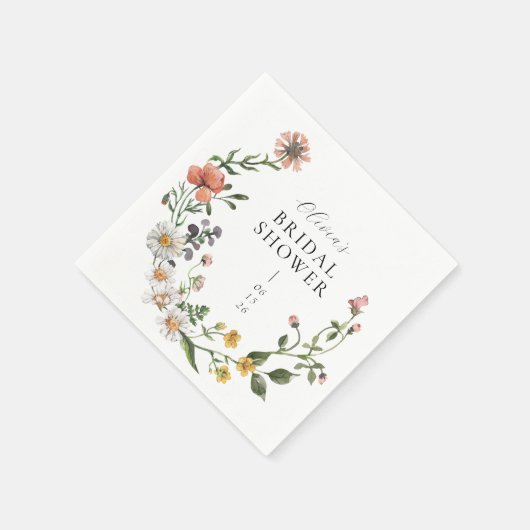 Boho Waterverf Wildflower Wreate Vrijgezellenfeest Servet (Hoek)