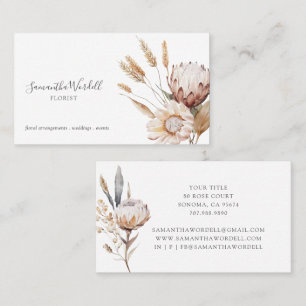 Boho Waterverf Wildflowers Bloemist Visitekaartje