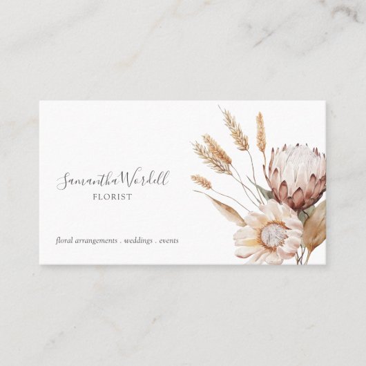 Boho Waterverf Wildflowers Bloemist Visitekaartje (Voorkant)