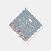 Boho Waterverf Wildflowers Blue Graduation Party Servet (Hoek)