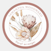Boho Waterverf Wildflowers Floral Arranger Ronde Sticker (Voorkant)