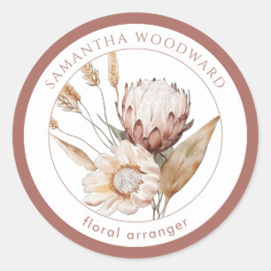 Boho Waterverf Wildflowers Floral Arranger Ronde Sticker