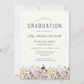 Boho Waterverf Wildflowers Ivoor Graduation Party Kaart (Voorkant)
