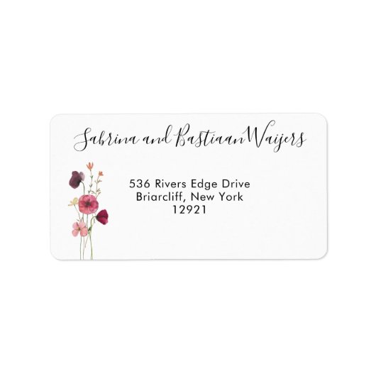 Boho Waterverf Wildflowers Retourlabels Etiket (Voorkant)