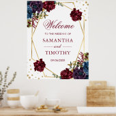 Boho Waterverf Winter Flowers Gold Lijst Wedding Poster (Keuken)