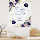 Boho Waterverf Winter Flowers Gold Lijst Wedding Poster (Keuken)