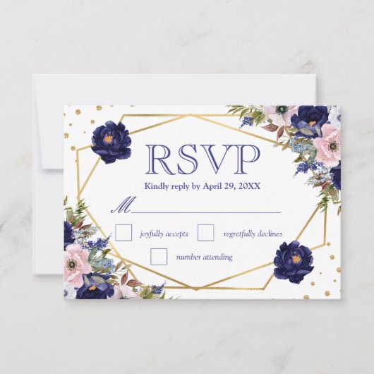 Boho Waterverf Winter Flowers Wedding RSVP Kaart (Voorkant)