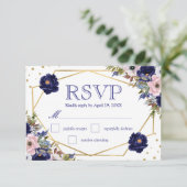 Boho Waterverf Winter Flowers Wedding RSVP Kaart (Staand voorkant)