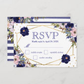 Boho Waterverf Winter Flowers Wedding RSVP Kaart (Voorkant / Achterkant)
