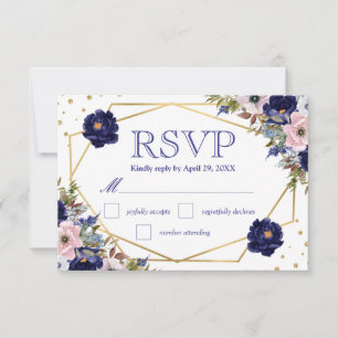 Boho Waterverf Winter Flowers Wedding RSVP Kaart
