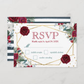 Boho Waterverf Winter Flowers Wedding RSVP Kaart (Voorkant / Achterkant)