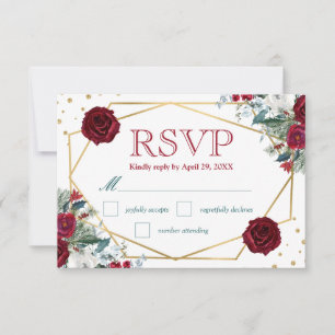 Boho Waterverf Winter Flowers Wedding RSVP Kaart