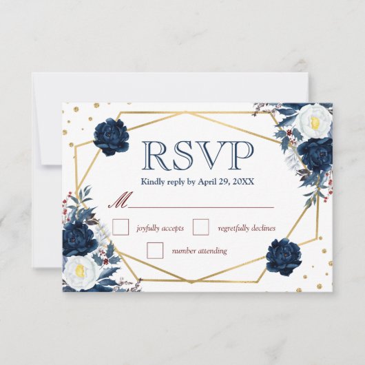 Boho Waterverf Winter Flowers Wedding RSVP Kaart (Voorkant)