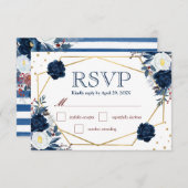 Boho Waterverf Winter Flowers Wedding RSVP Kaart (Voorkant / Achterkant)