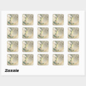 Boho waterverf wintergroen gouden kerst vierkante sticker (Vel)