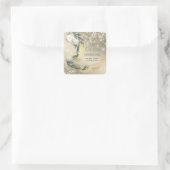Boho waterverf wintergroen gouden kerst vierkante sticker (Tas)