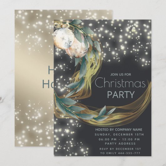 Boho waterverf wintergroen modern kerstfeest kaart (Voorkant / Achterkant)