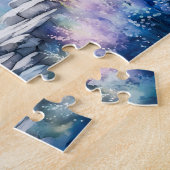 Boho Waterverf Witte Eenhoorn Bij Oud Kasteel Legpuzzel (Zijkant)