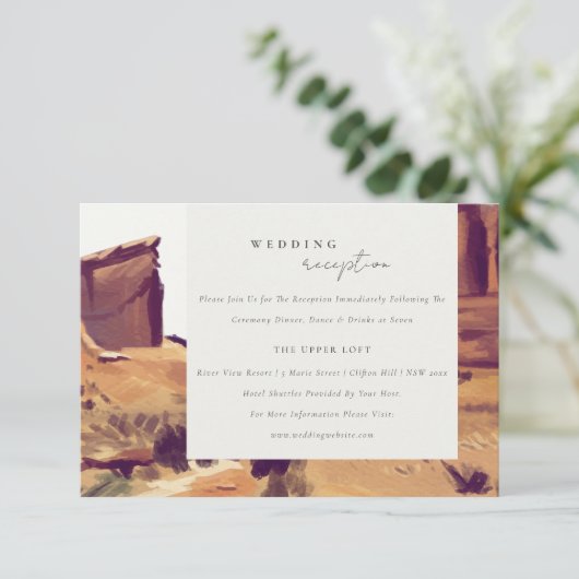 Boho Waterverf Woestijnlandschap Ontvangst bruilof Informatiekaartje (Staand voorkant)