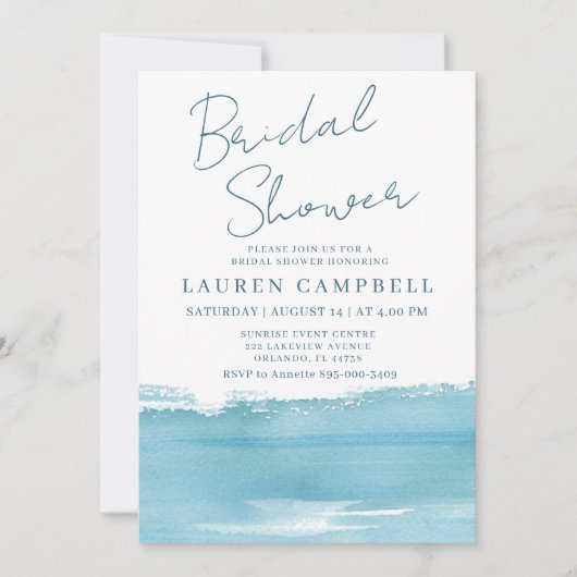 Boho Waterverf Zee Blauw Vrijgezellenfeest Kaart (Voorkant)