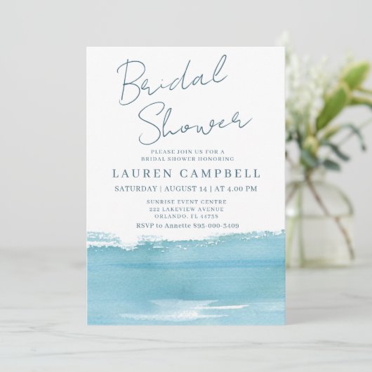 Boho Waterverf Zee Blauw Vrijgezellenfeest Kaart (Staand voorkant)