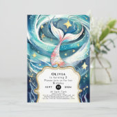 Boho Waterverf Zeemeermin Verjaardag Kaart (Staand voorkant)