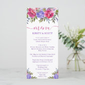 Boho Waterverf Zomer Bloemen Bruiloftsmenu Menu (Staand voorkant)
