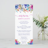Boho Waterverf Zomer Bloemen Bruiloftsmenu Menu (Staand voorkant)