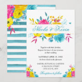 Boho Waterverf Zomer Bloemen Gouden Frame Bruiloft Kaart (Voorkant / Achterkant)