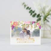 Boho Waterverf Zomer Bloemen Save the Date Aankondigingskaart (Staand voorkant)