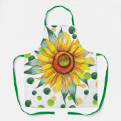 Boho Waterverf Zonnebloem Keuken Schort voor Vrouw (Voorkant)