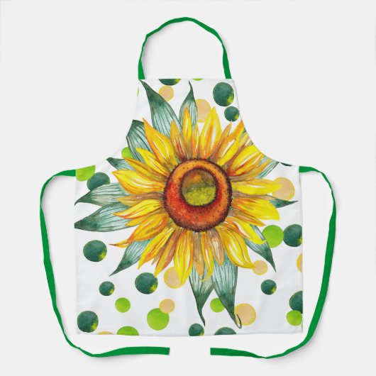 Boho Waterverf Zonnebloem Keuken Schort voor Vrouw (Voorkant)