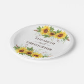  Boho Waterverf Zonnebloemen Bruiloft Papieren Bordje (Gekanteld)