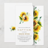 Boho Waterverf Zonnebloemen Kruis Jongens Doopfees Kaart (Voorkant / Achterkant)