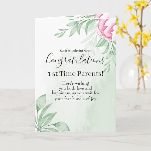 Boho Waterverf Zwangerschap Gefeliciteerd Kaart (Gele Bloem)