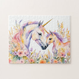 Boho-waterverfwerk met een teder eenhoorn en baby  legpuzzel
