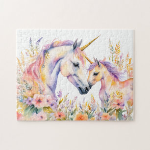 Boho-waterverfwerk met een teder eenhoorn en baby legpuzzel