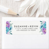 Boho waterverven bloemen bouquet etiket (Insitu)