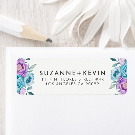 Boho waterverven bloemen bouquet etiket (Insitu)