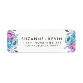 Boho waterverven bloemen bouquet etiket