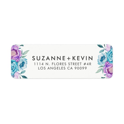 Boho waterverven bloemen bouquet etiket (Voorkant)