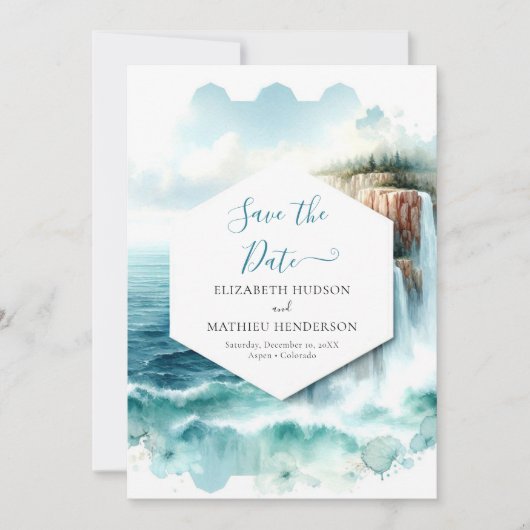 Boho Waves nautische bruiloft Save The Date (Voorkant)
