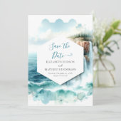 Boho Waves nautische bruiloft Save The Date (Staand voorkant)