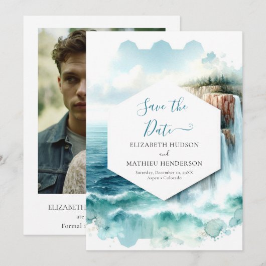 Boho Waves nautische bruiloft Save The Date (Voorkant / Achterkant)