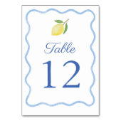 Boho Wavy Blue Border Citrus Lemon Wedding Kaart (Voorkant)