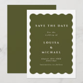 Boho Wavy Border Green Wedding Save the Date (Voorkant / Achterkant)