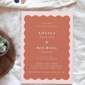 Boho Wavy Border Terracotta & Blush Wedding Kaart