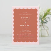 Boho Wavy Border Terracotta & Blush Wedding Kaart (Staand voorkant)